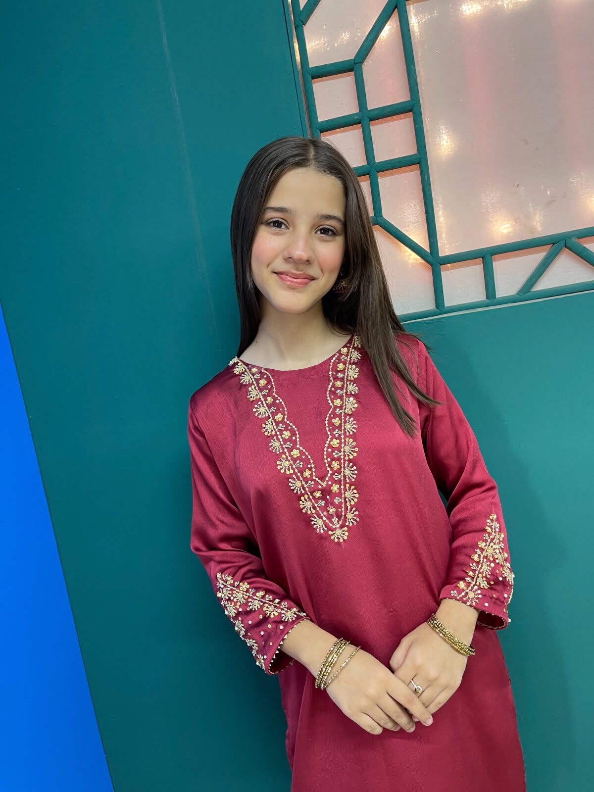 Maroon Lace Silk Shalwar Kameez
- Sania Khan