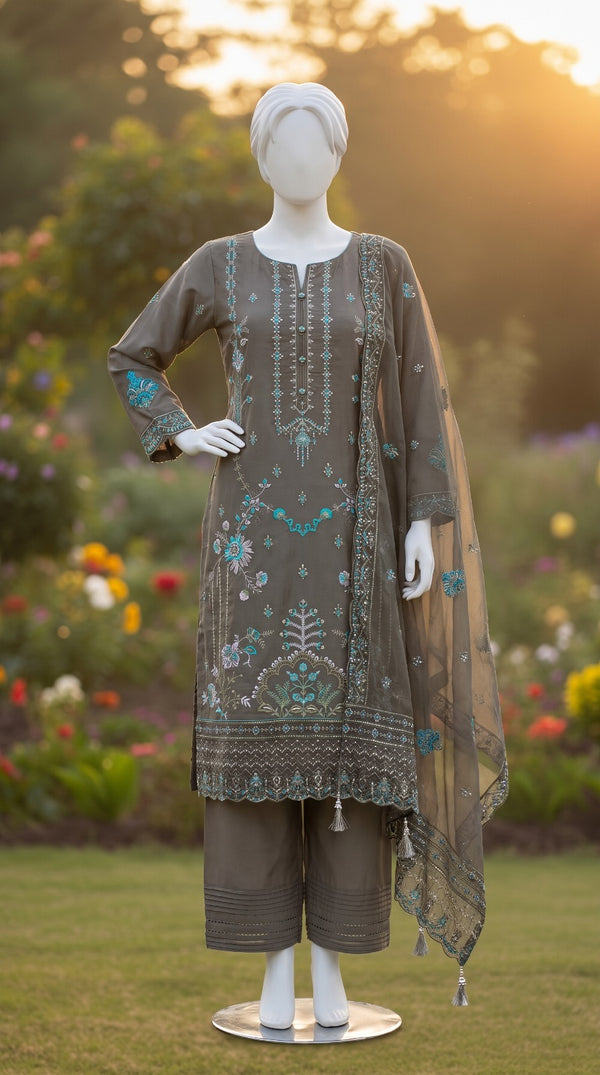 Premium Lawn Cotton 3 Pc Unstitched -  Saleem Sons