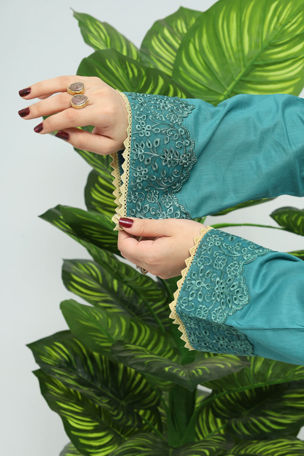 Teal Ensemble - Cotton - 2 Pcs - Jaanib