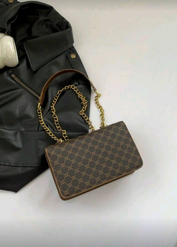 Vintage Floral Pattern Shoulder Chain Bag -  Shahzahra