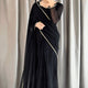 Square Neckline Shape Blouse with Chiffon Saree - Black - Pachrangi