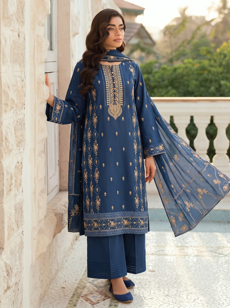 Premium Cotton Embroided 3 Pc Unstitched -  Saleem Sons