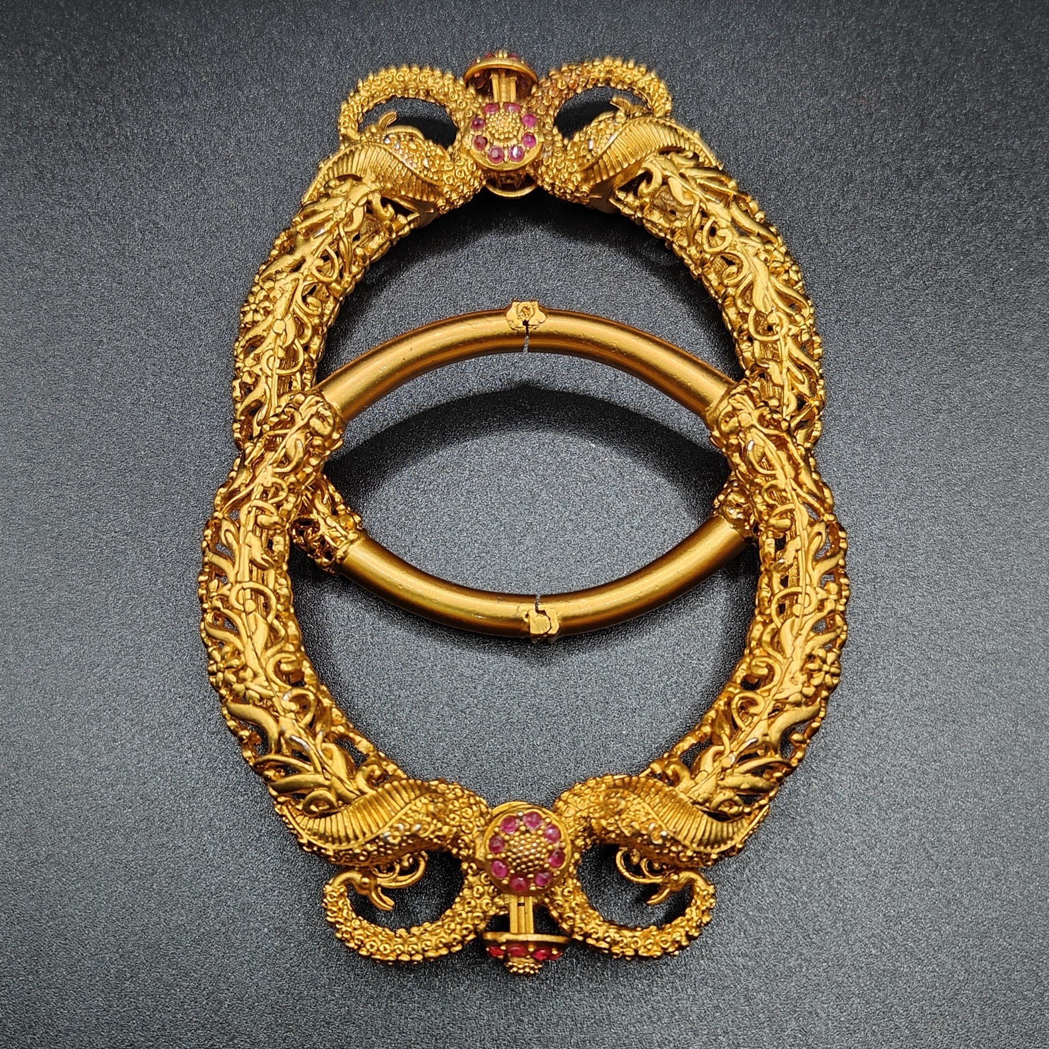 Gold Plated Peacock Kangan - Aloro Jewels