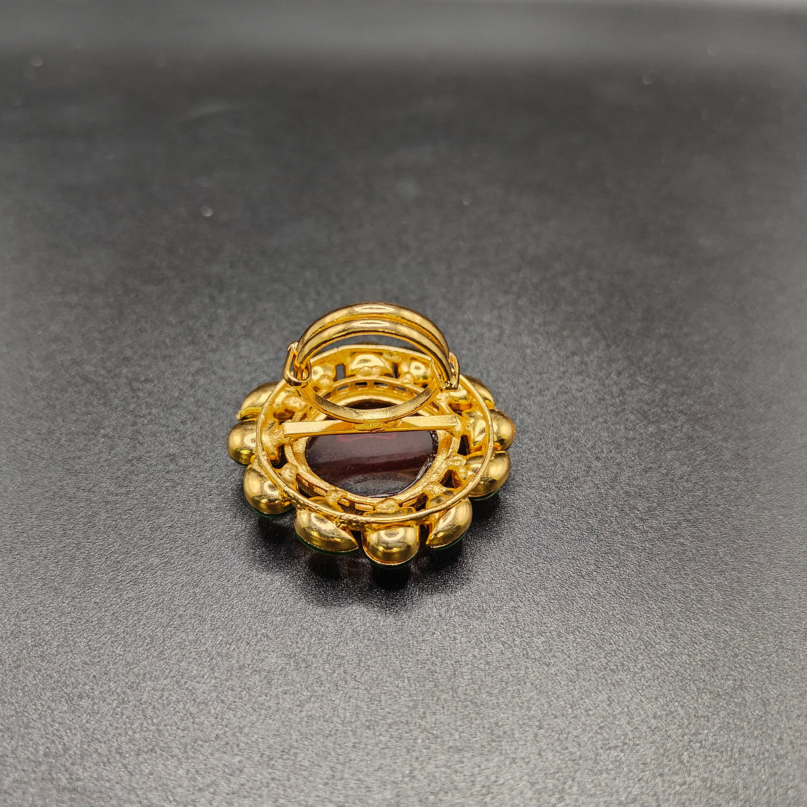 Gold Plated Kundan Ring - Aloro Jewels