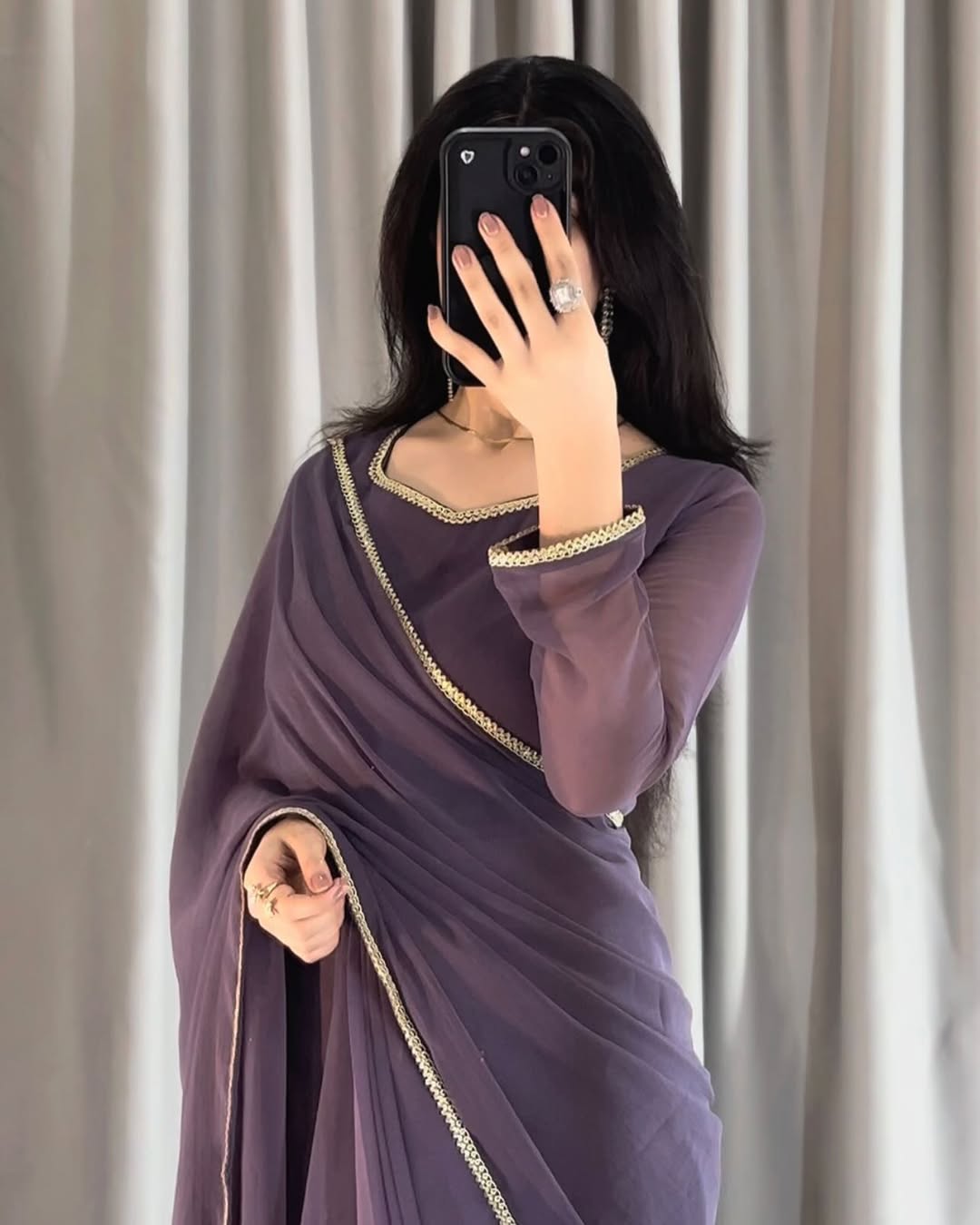 Square Neckline Shape Blouse with Chiffon Saree - Pachrangi