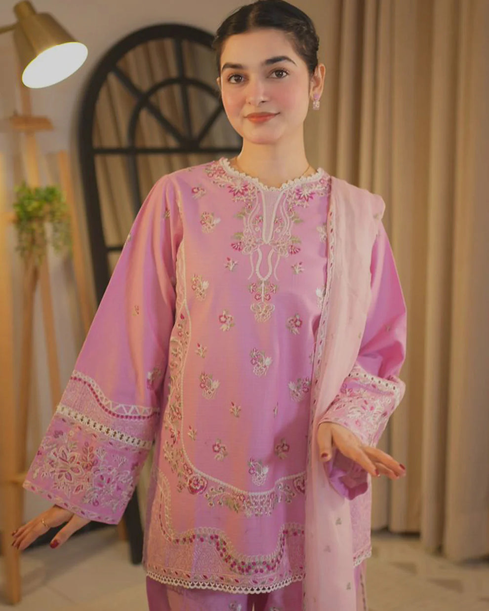 Juni - Stitched 3 Piece Embroidered Lawn - Tawakal Closet