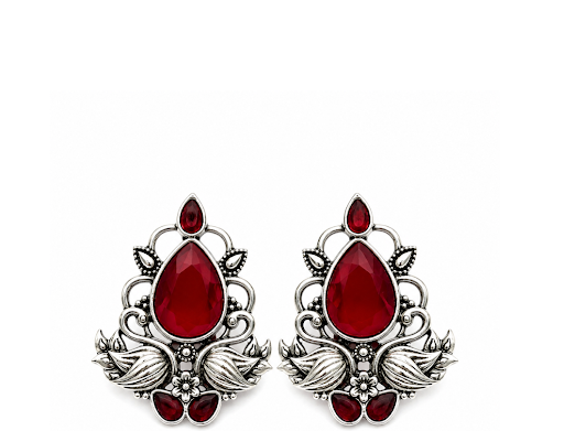Crimson Lotus Stud Earrings - Zaroon