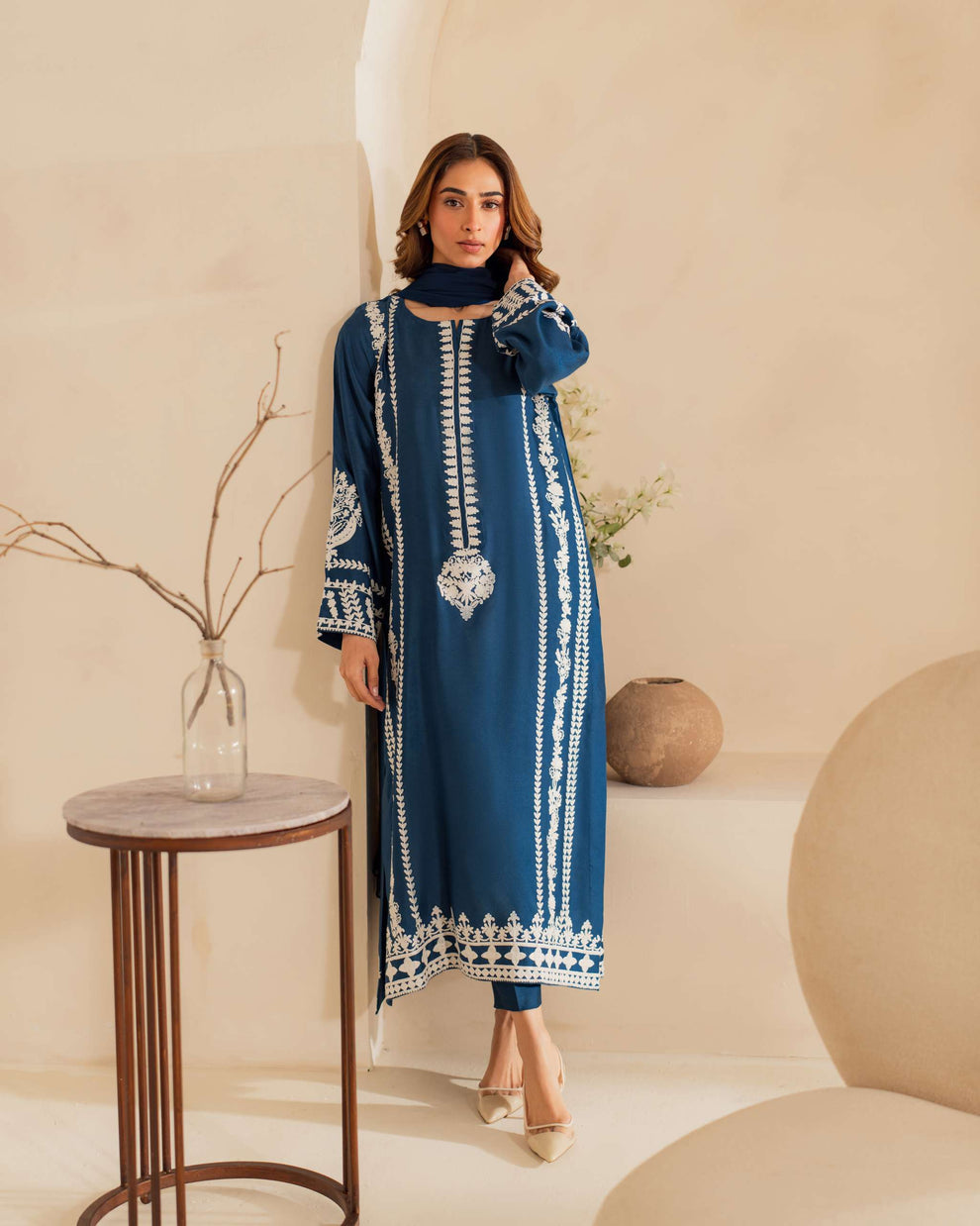 Mahnoor Classic Emb 3 Piece Suit - Urban Haya