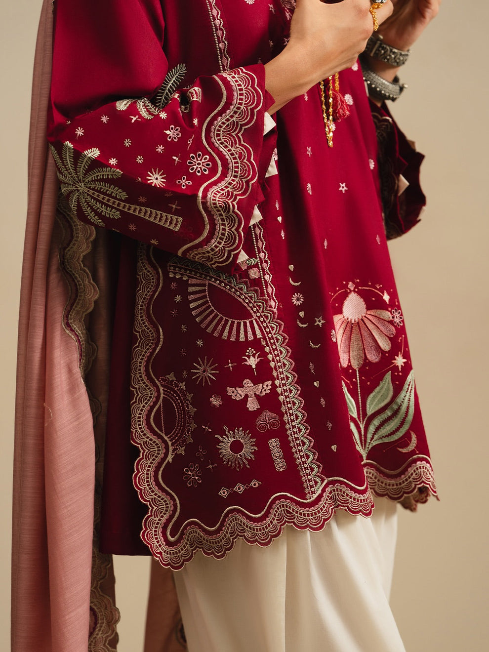 Gulnaar Embroidered 3PC Suit - Urban Haya