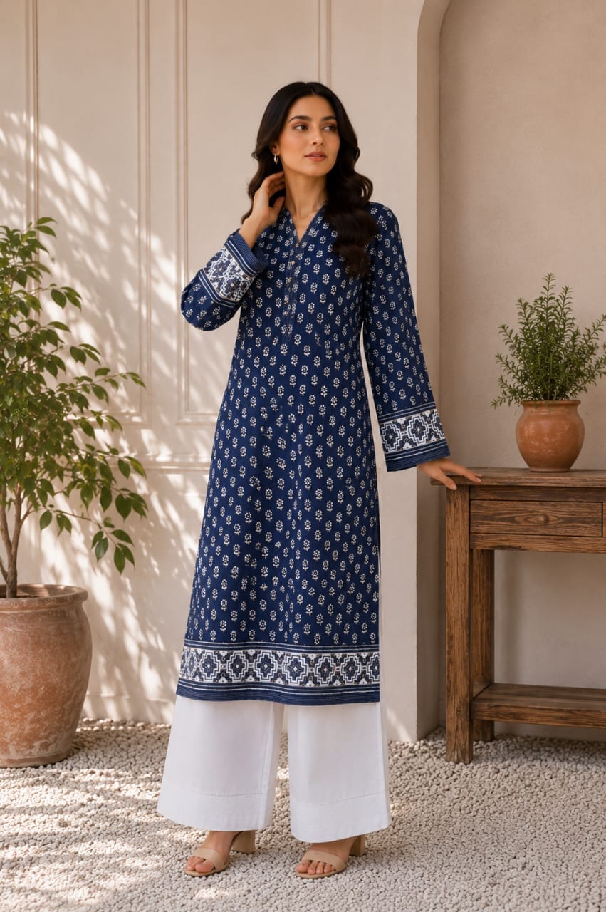 Sunflower Boti Print 2Pcs Stiched Pure Lawn - Khushnuma