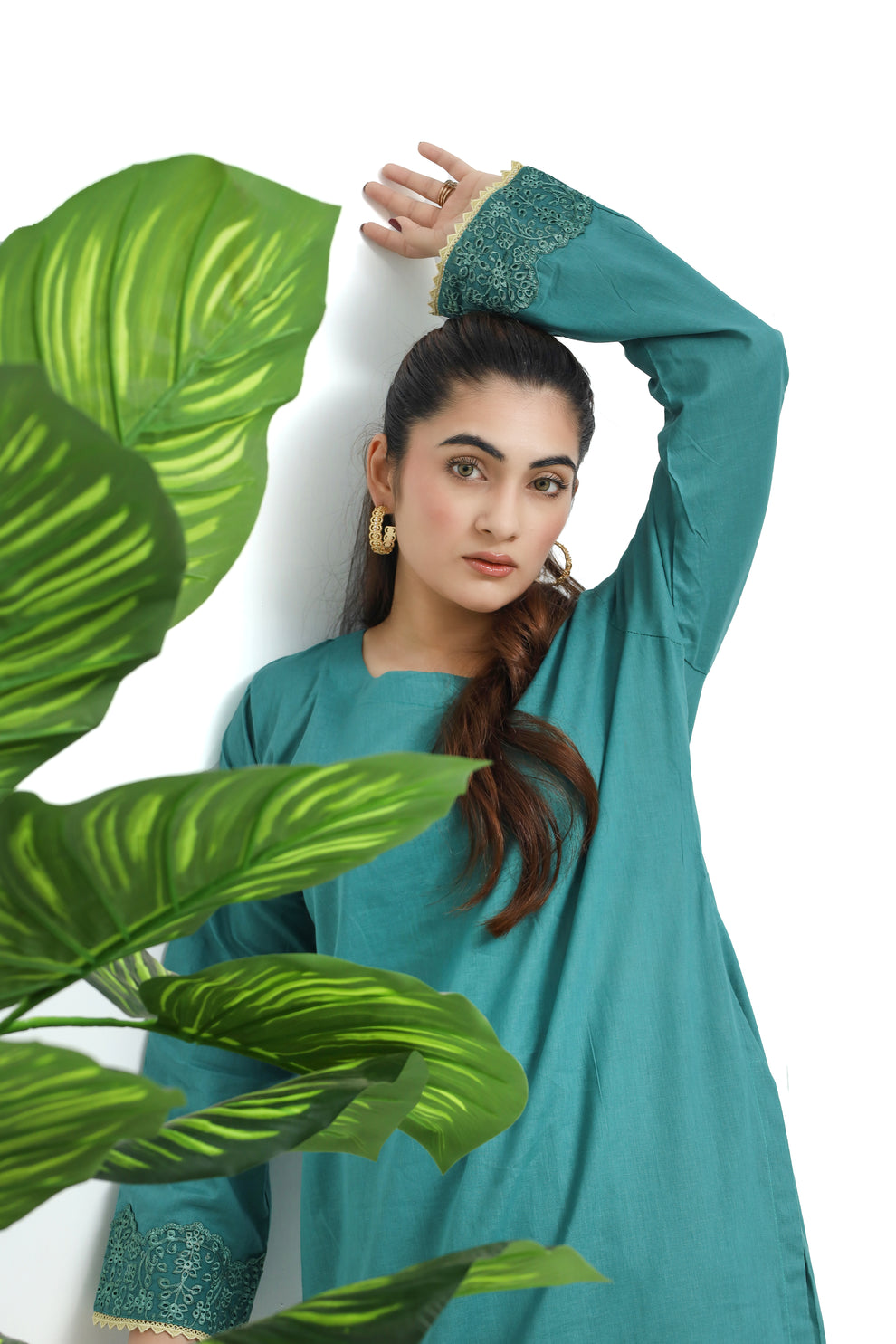 Teal Ensemble - Cotton - 2 Pcs - Jaanib