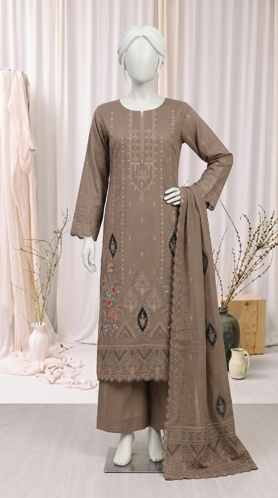 Premium Lawn Cotton 3 Pc Unstitched -  Saleem & Sons