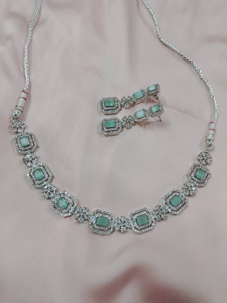 Aqua Elegance Crystal Premium Jewelry Set Necklace & Earrings - Hina Jewellery