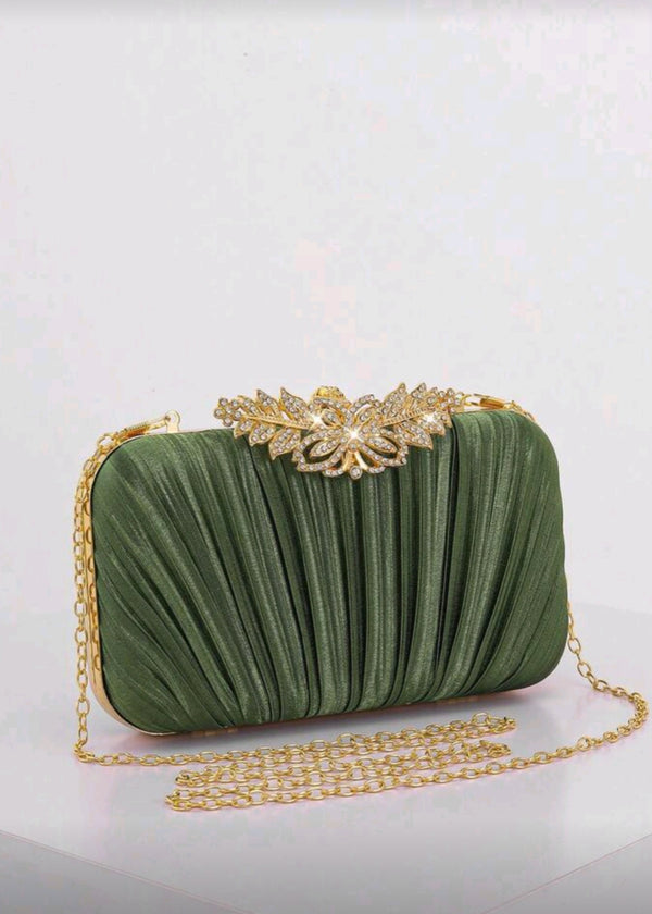 Rhinestone Decor Flap Box Clutch Bag -  Shahzahra