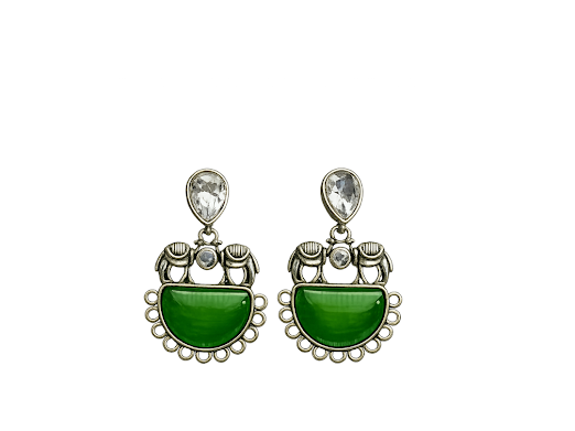 Emerald Glow Statement Earrings - Zaroon
