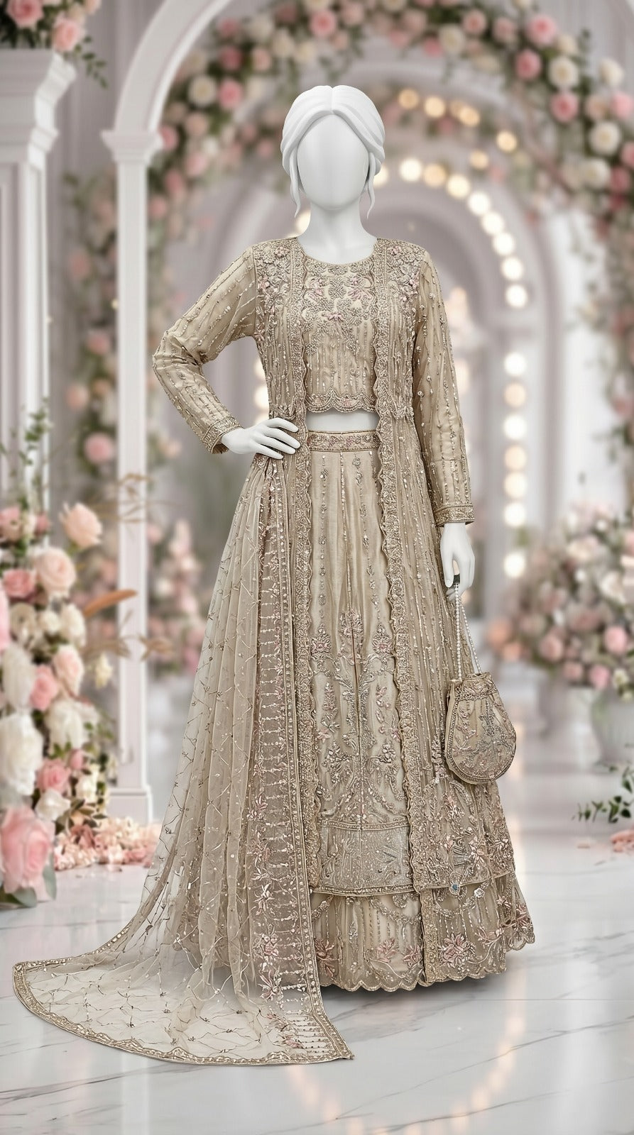 Luxury Stitched With Hand Embellishment Lehenga Choli - Saleem&sons