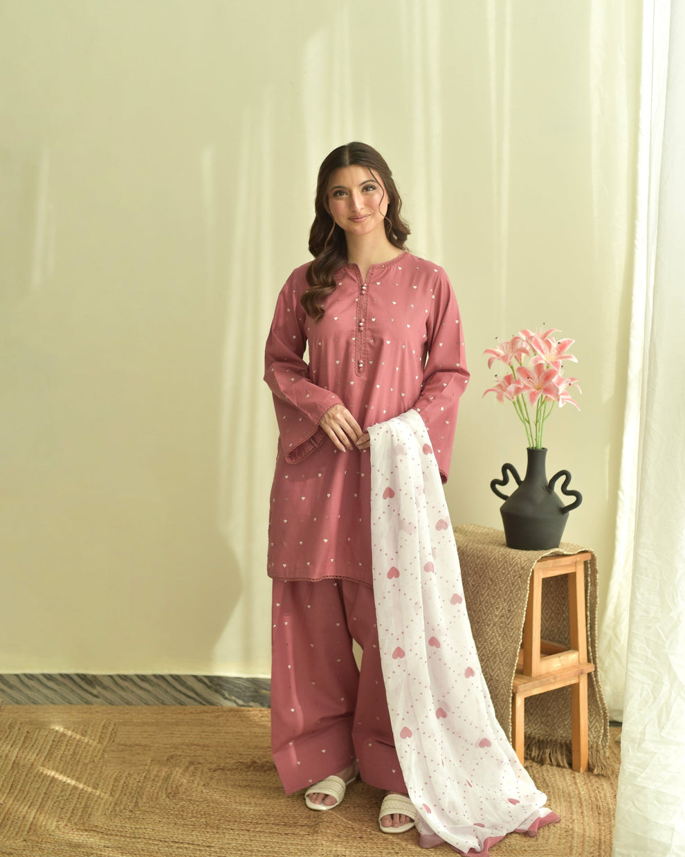 Rose Bloom Embroidered 3PC
 - Urban Haya