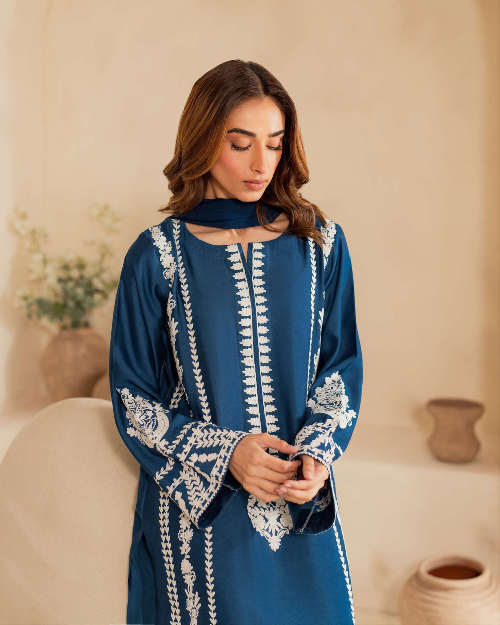 Mahnoor Classic Emb 3 Piece Suit - Urban Haya