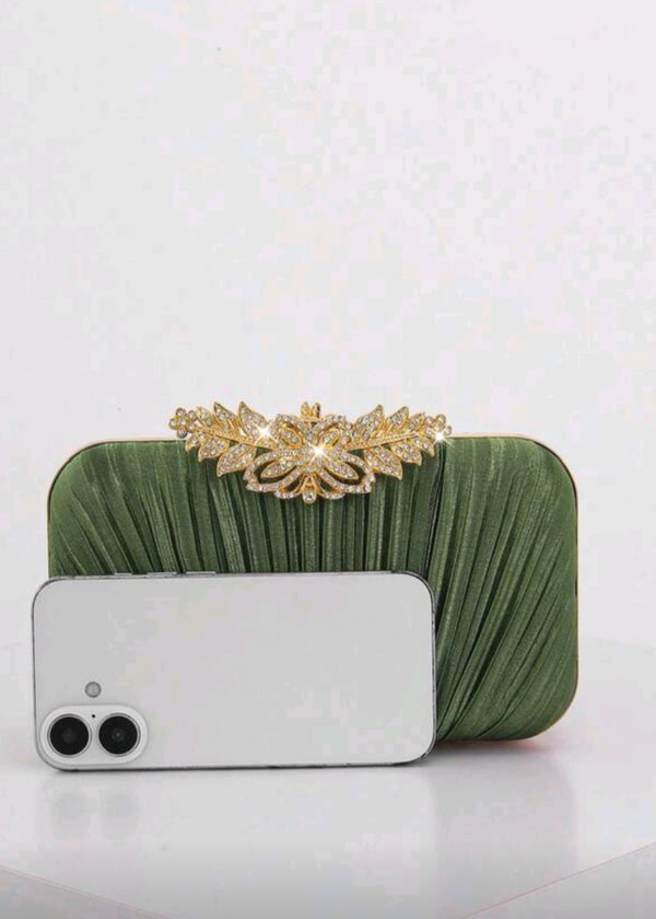 Rhinestone Decor Flap Box Clutch Bag -  Shahzahra