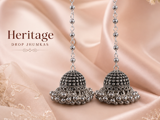 Heritage Drop Jhumka - Zaroon