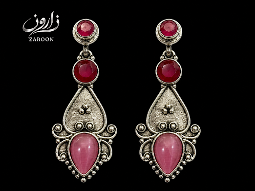 Rose Petal Drop Earrings - Zaroon