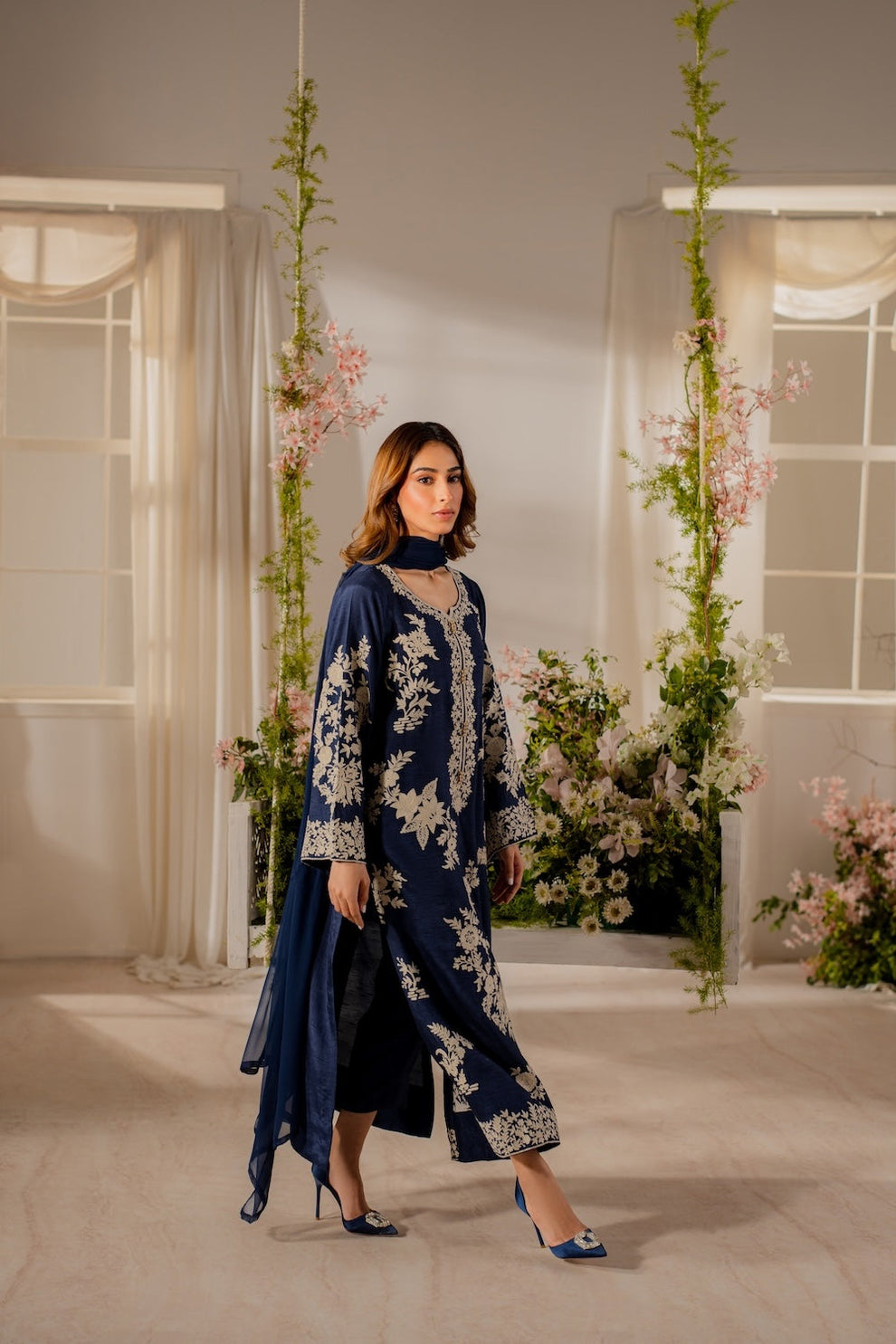 Zeenat Embroidered 3 Piece Suit - Urban Haya
