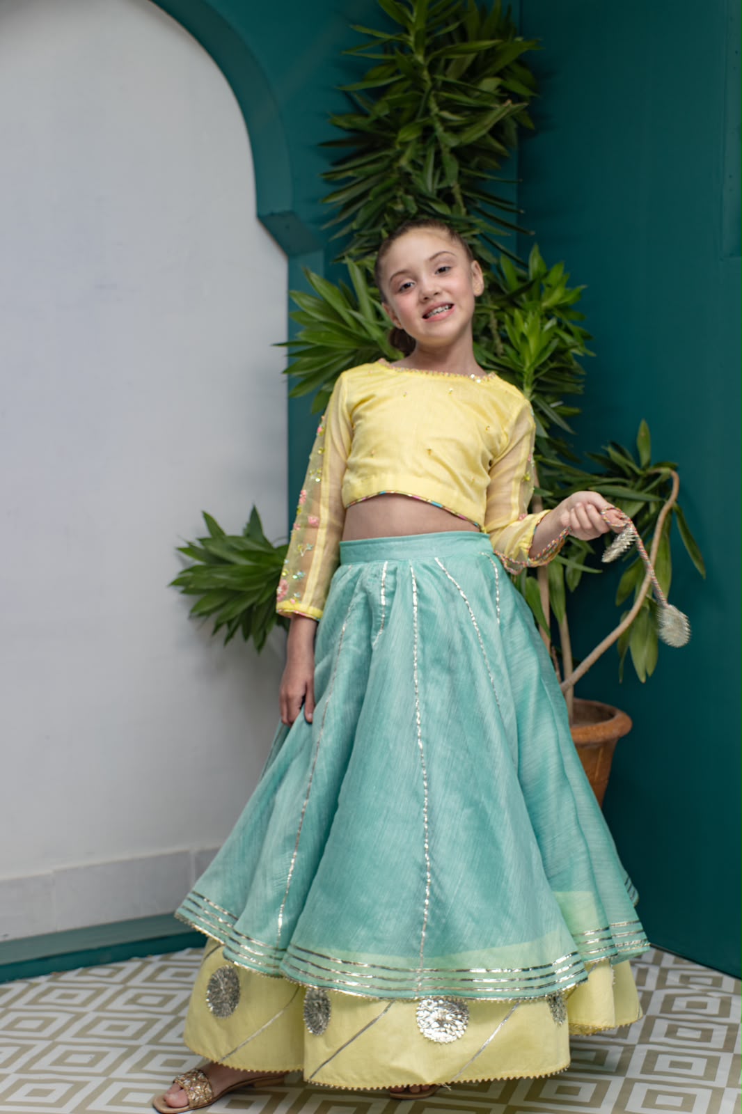 Hand Embroidery Sequins Choli
Double Layer Lenga - Sania Khan