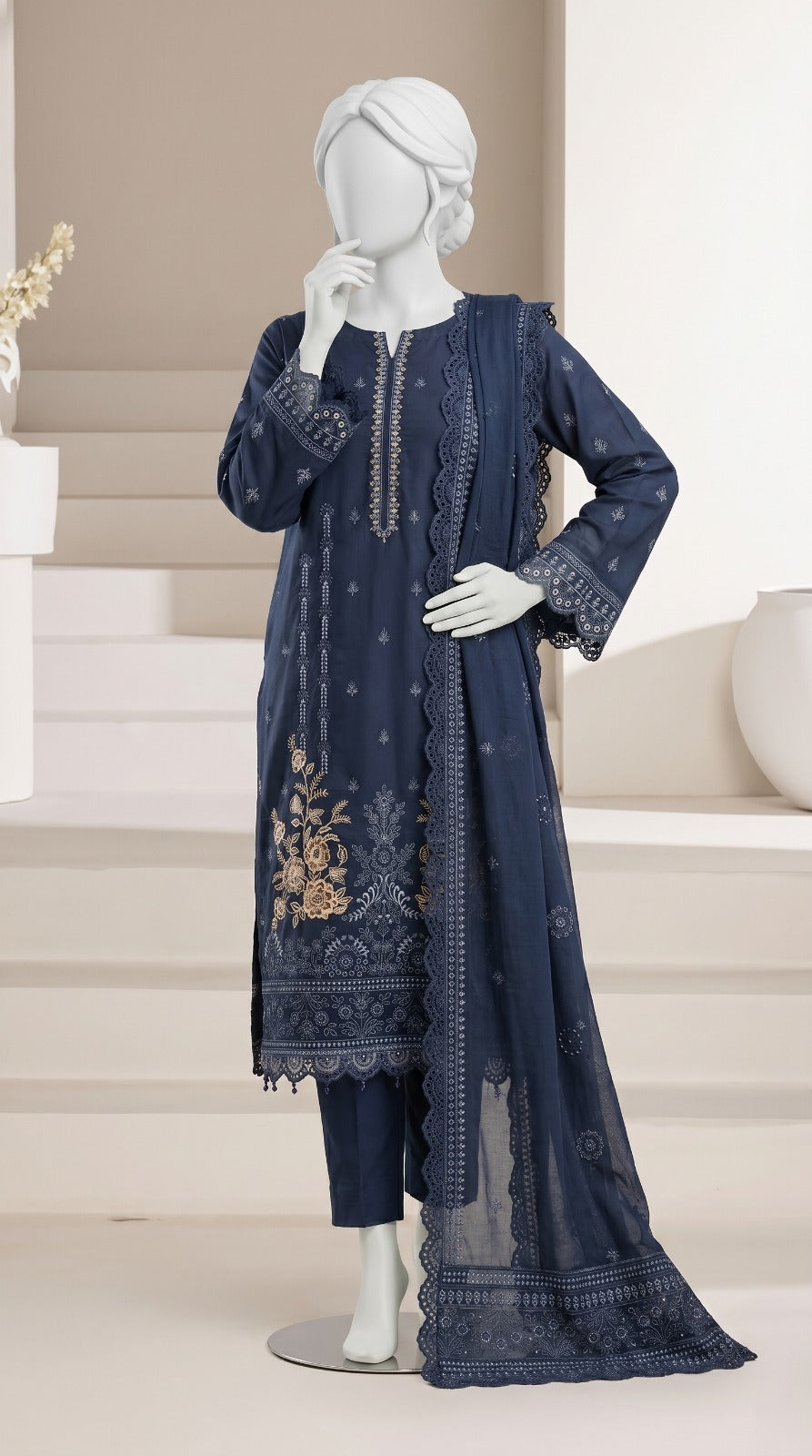 Premium Lawn Cotton 3 Pc Unstitched -  Saleem & Sons