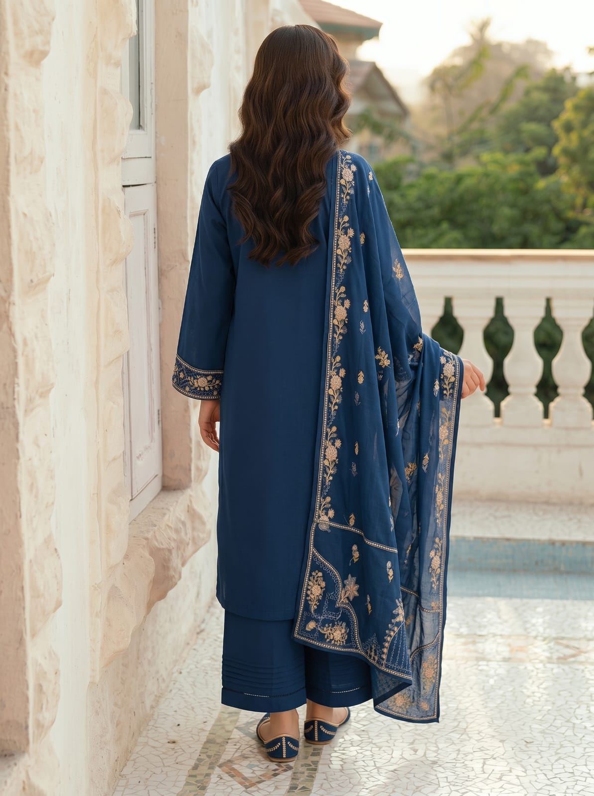 Premium Cotton Embroided 3 Pc Unstitched -  Saleem Sons