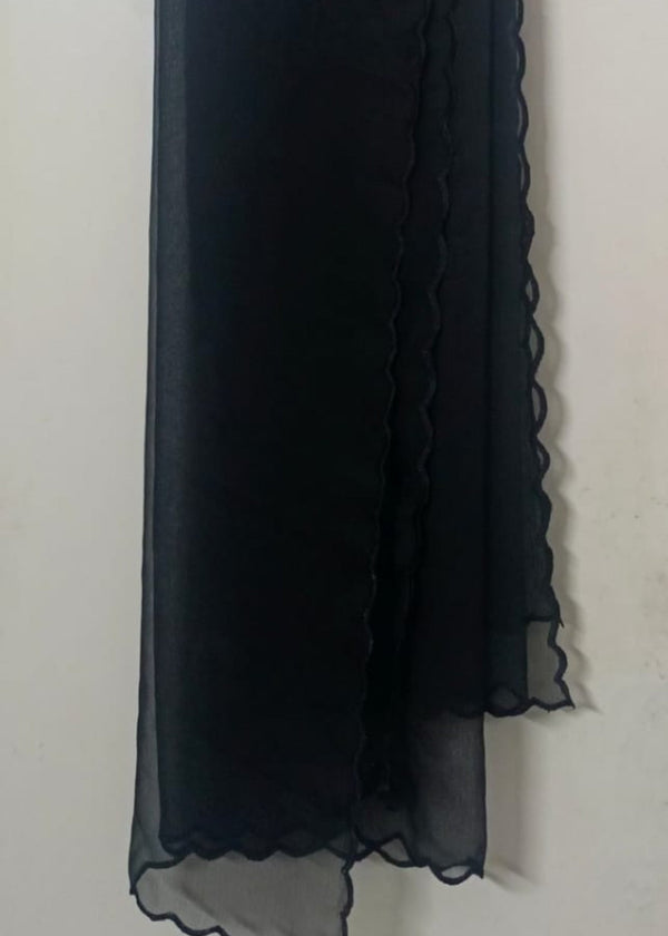Elegant Black Crinkle Chiffon Dupatta - Rang-e-Meeras