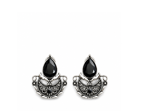 Noir Teardrop Stud Earrings - Zaroon