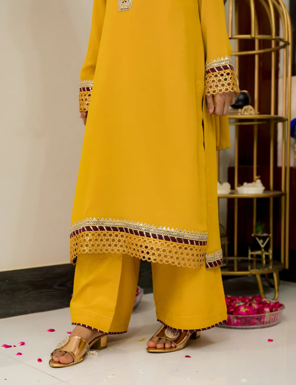 Mustard Color Georgette 3 Piece Suit - Shadeforteen