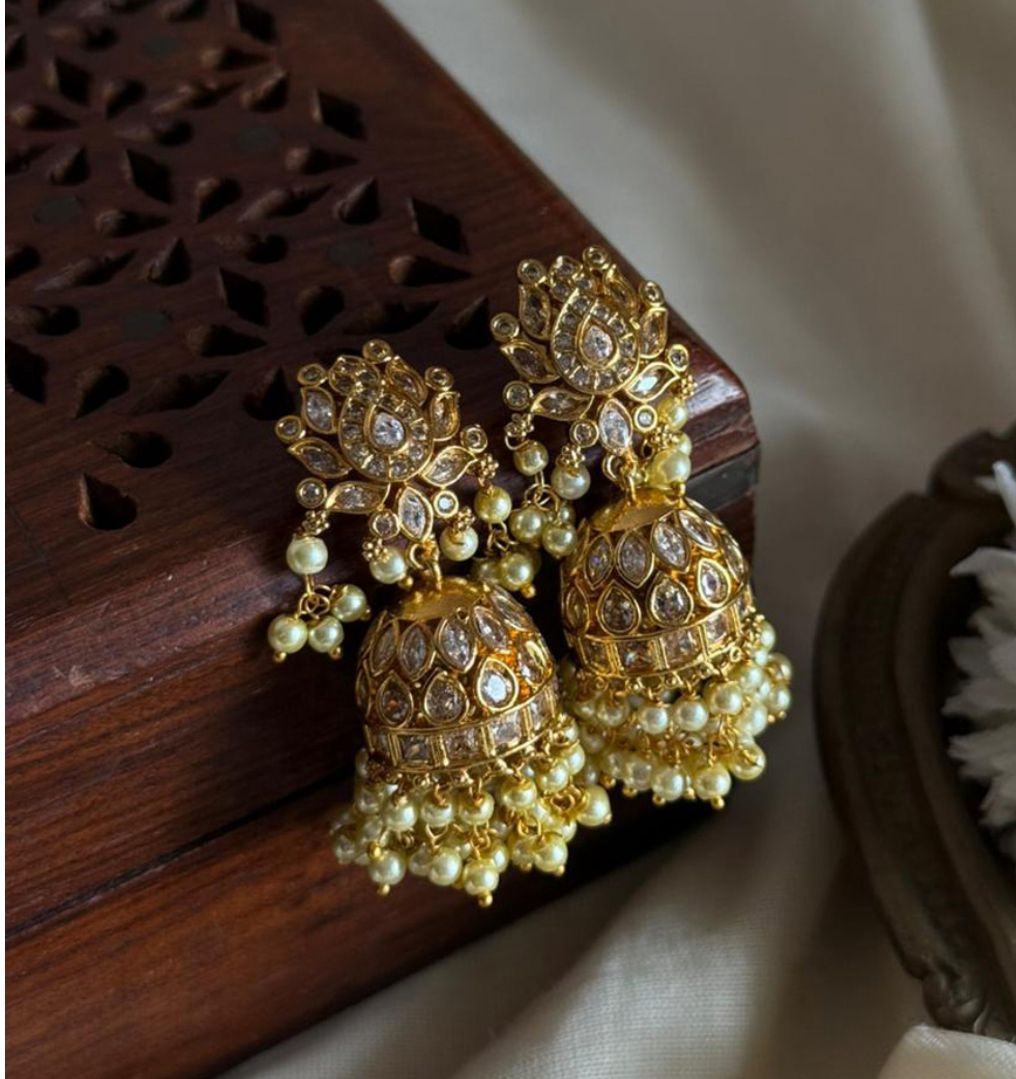 Kanwal Jhumkay Lotus Design Earrings - Aloro Jewels