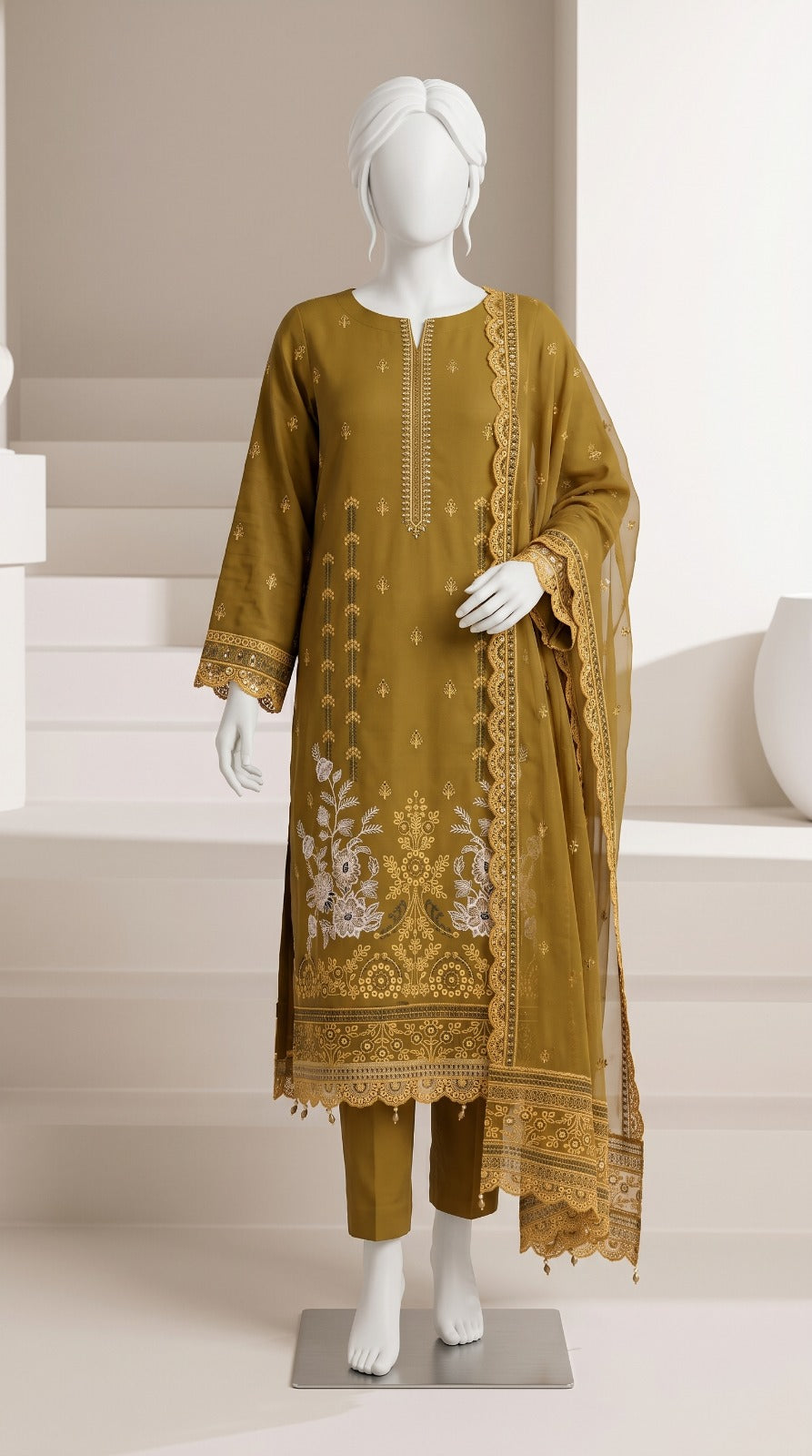 Premium Lawn Cotton 3 Pc Unstitched -  Saleem & Sons