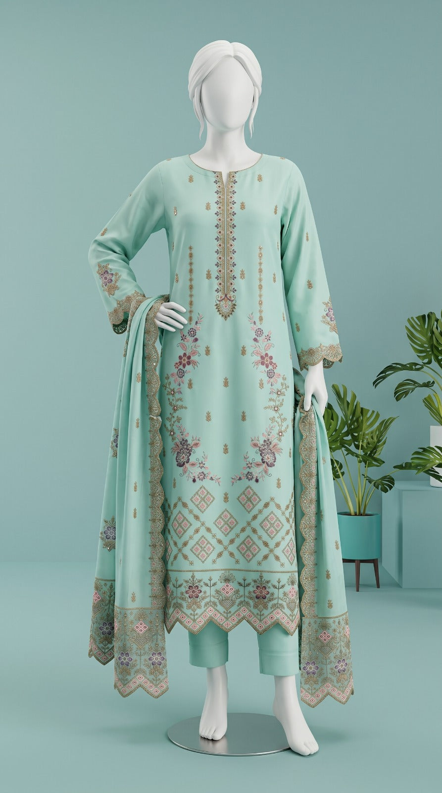 Premium Lawn Cotton 3 Pc Unstitched -  Saleem & Sons