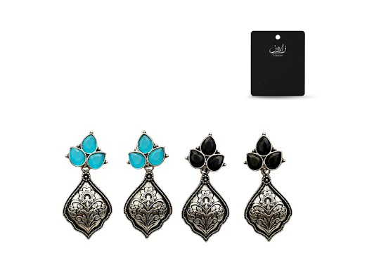 Vintage Floral Stone Earrings - Zaroon