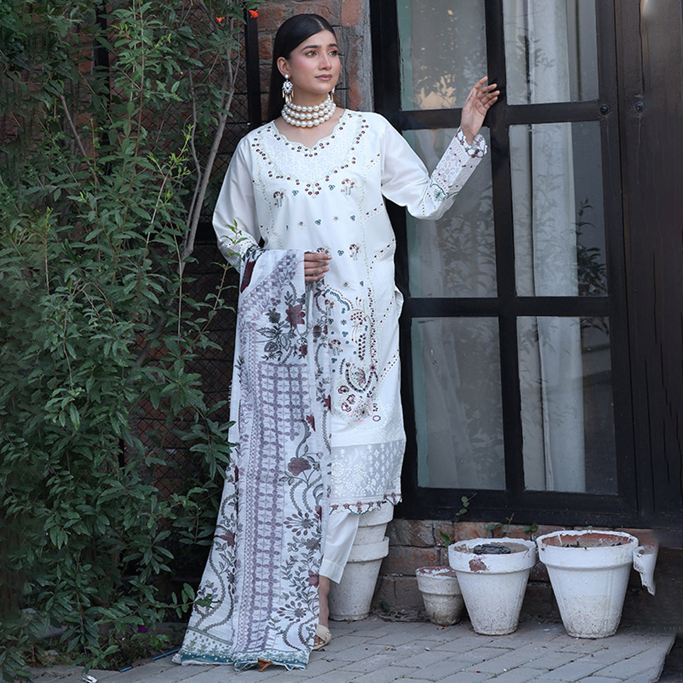 Embroidered Cotton Suit – Yasmin
