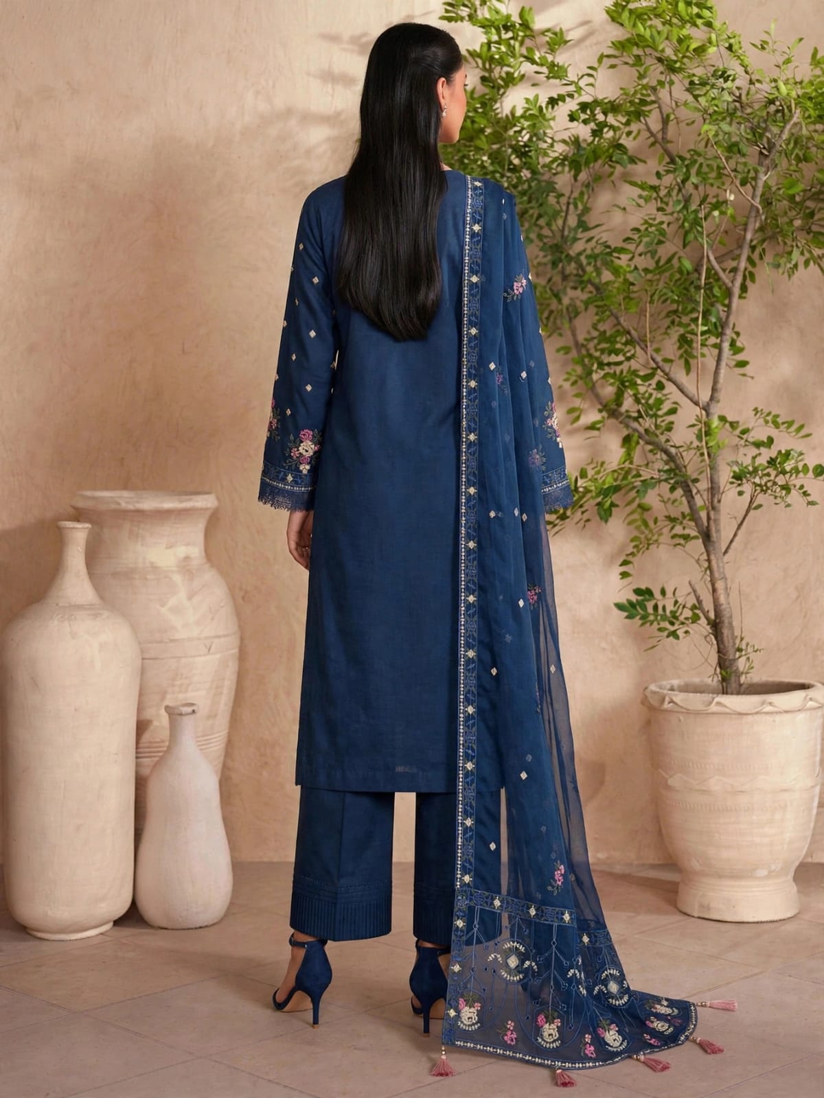 Premium Cotton Embroided 3 Pc Unstitched -  Saleem Sons