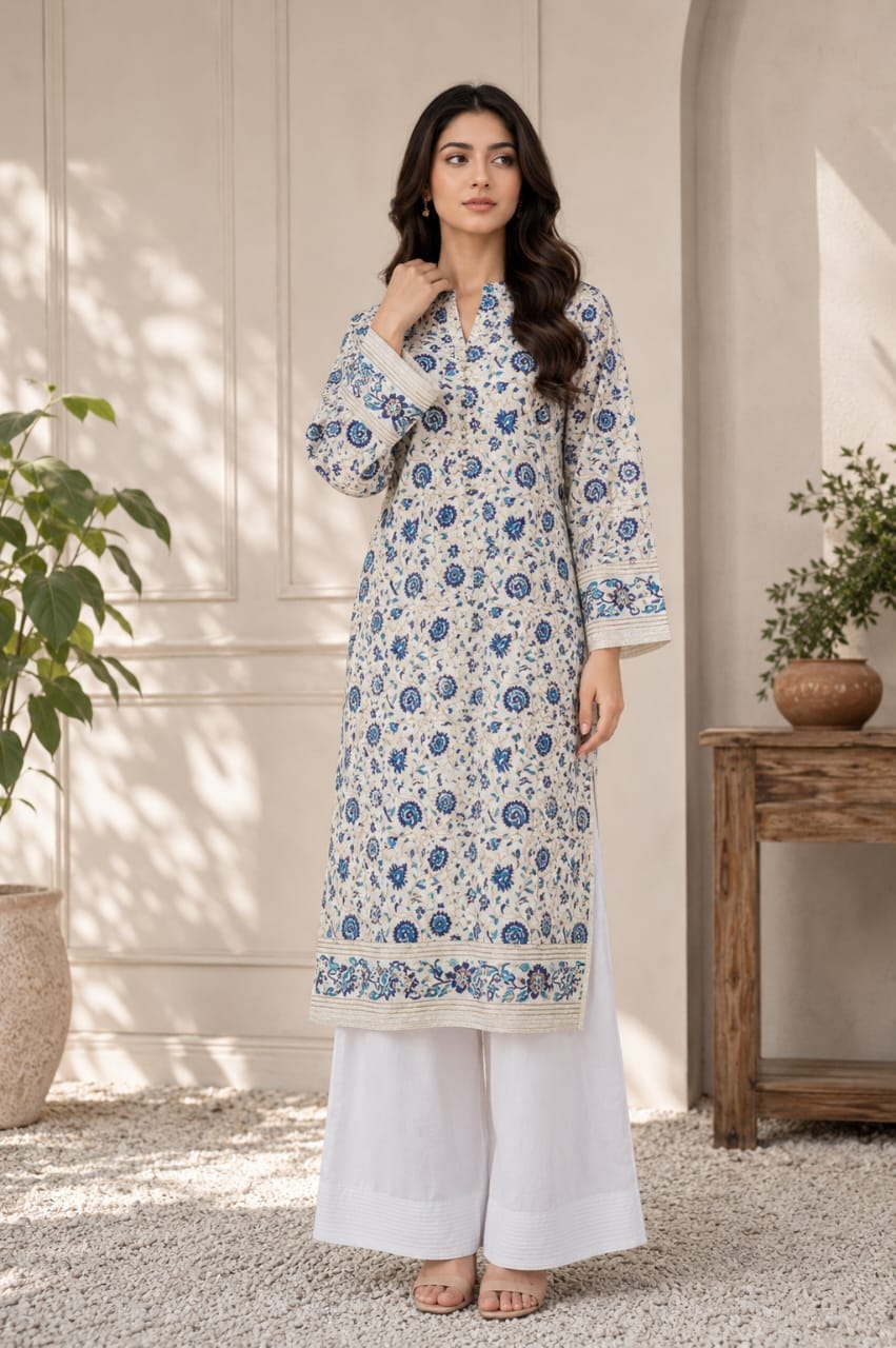 Marigold Print 2Pcs Stiched Pure Lawn - Khushnuma