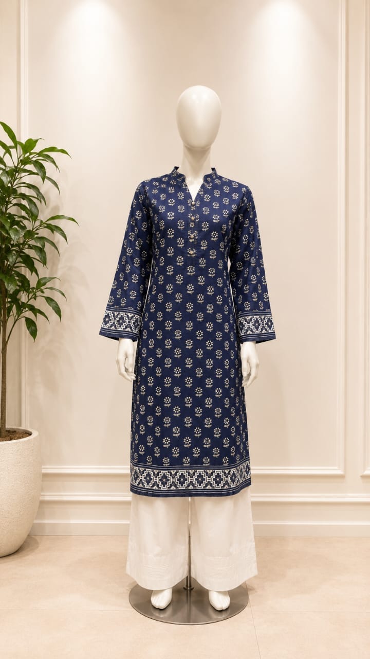 Sunflower Boti Print 2Pcs Stiched Pure Lawn - Khushnuma
