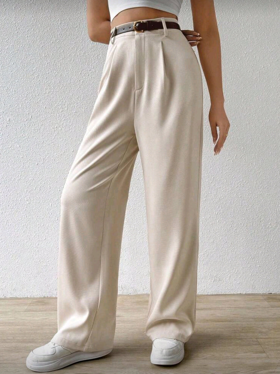 EZwear Women's Casual Straight-Leg Pants With Waist Belt - Shahzahra