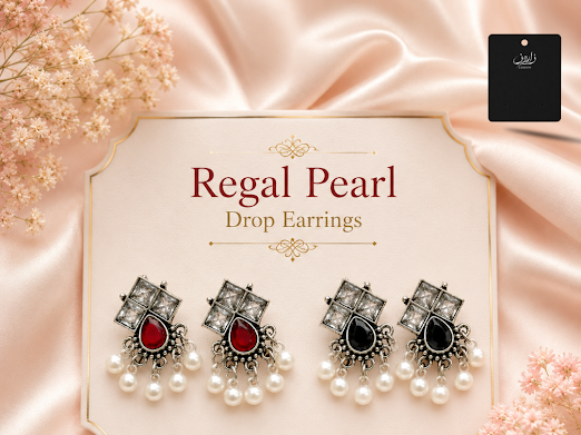 Regal Pearl Drop Earrings - Zaroon