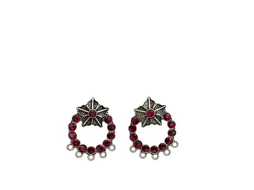 Ruby Blossom Hoop Stud Earrings - Zaroon