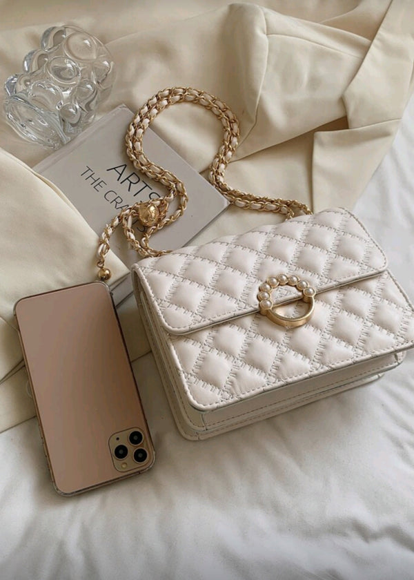 Mini Faux Pearl Decor Chain Shoulder Bag -  Shahzahra