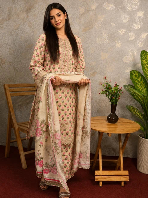 Blush Bloom Printed Ready to Wear – 3 Piece - Sit-ul-Banat