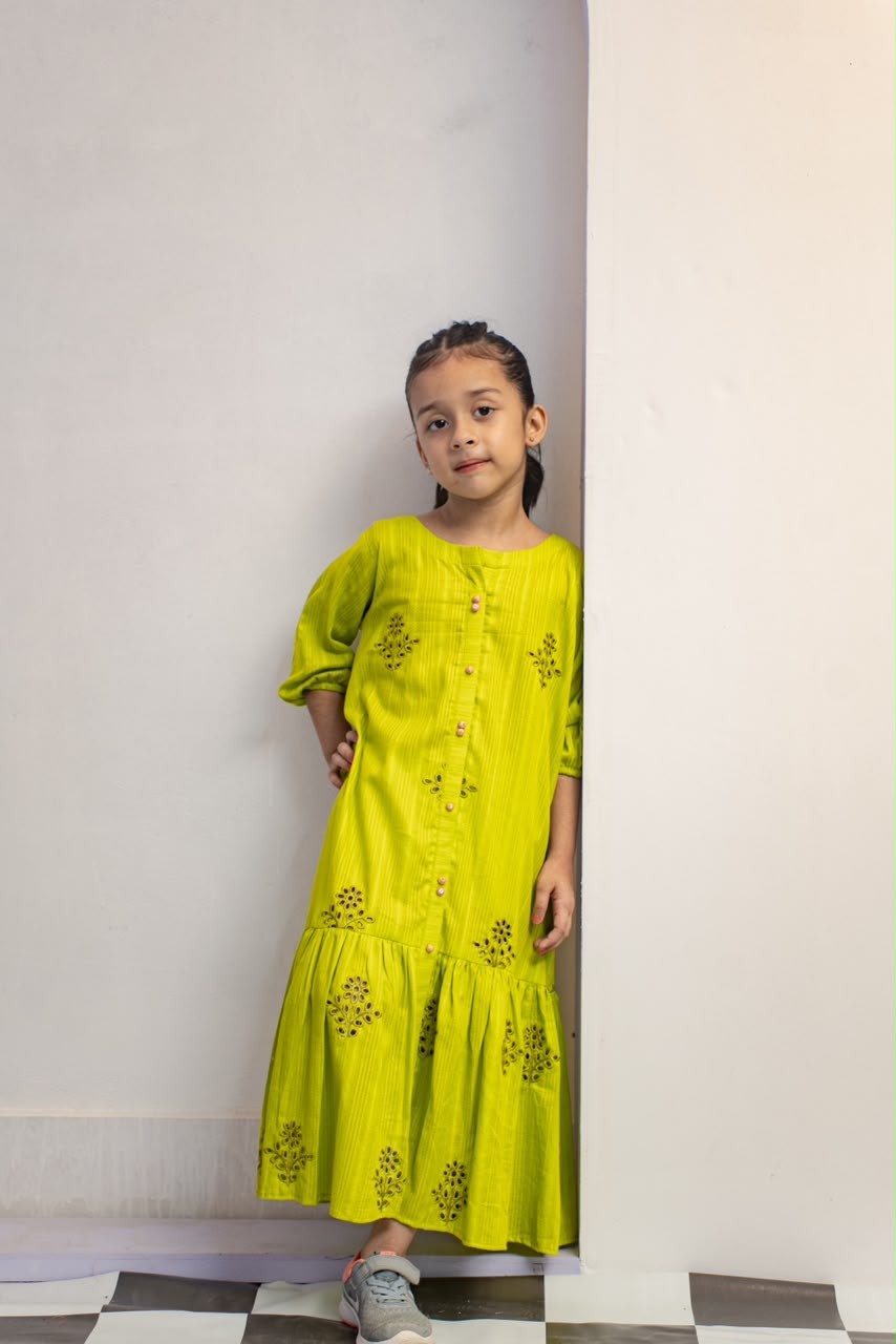 Long schiffli Frock - Sania Khan