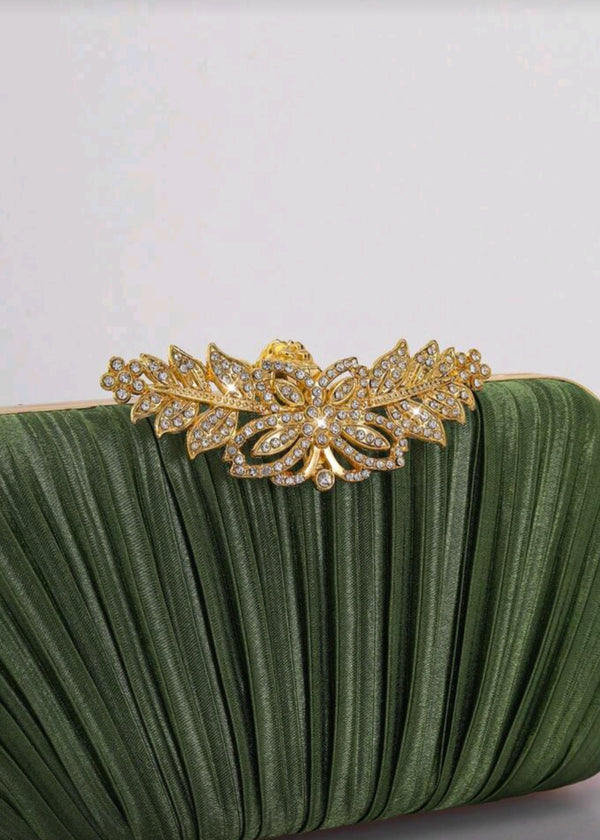 Rhinestone Decor Flap Box Clutch Bag -  Shahzahra