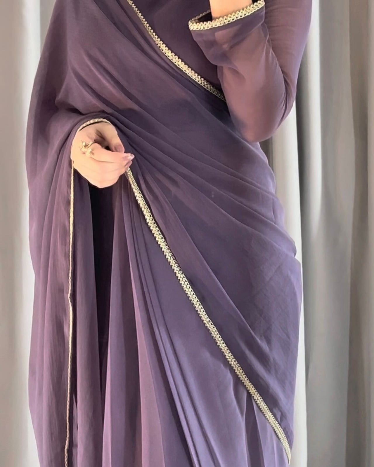 Square Neckline Shape Blouse with Chiffon Saree - Pachrangi