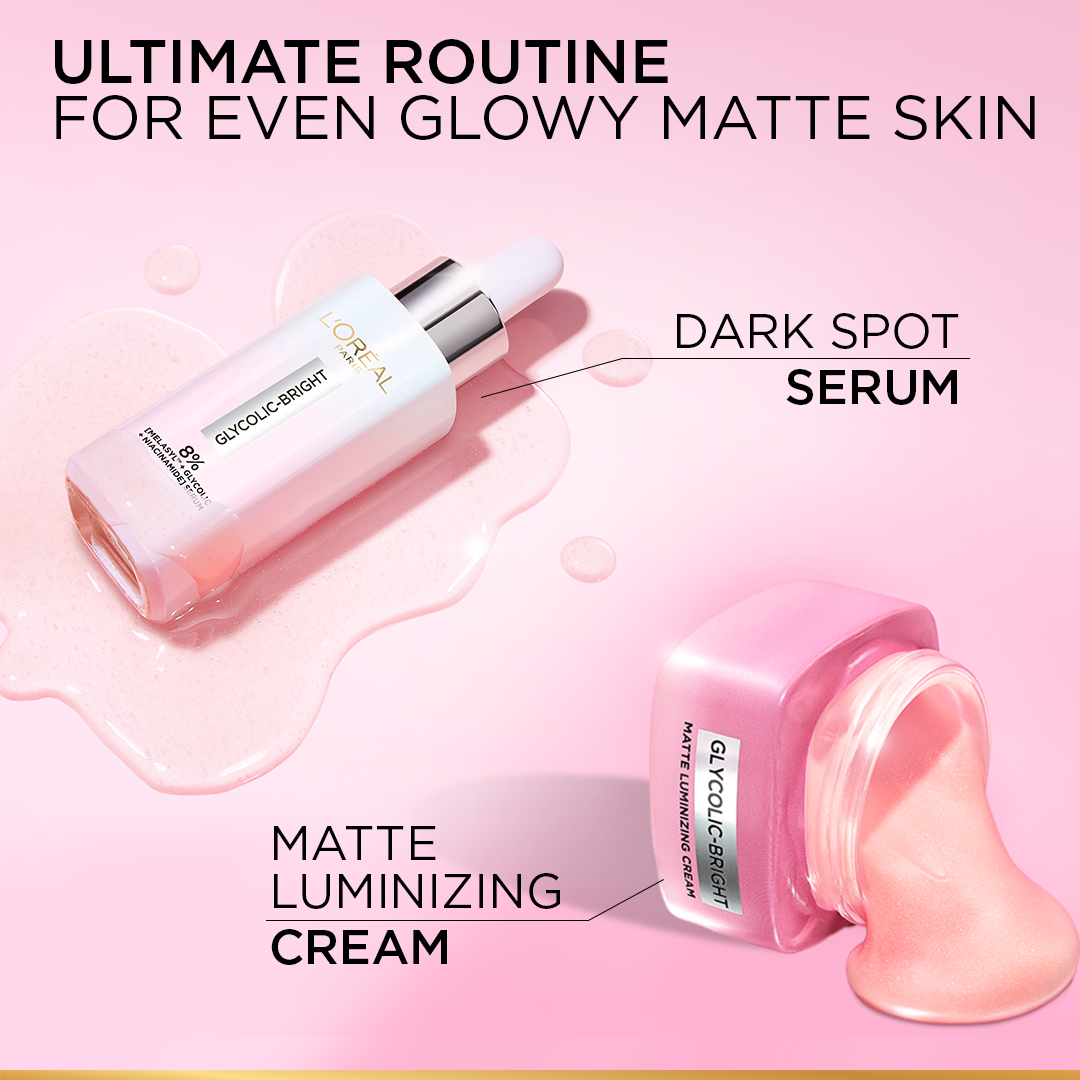L'Oréal Paris - Glycolic Bright Matte Luminizing Cream With Melasyl - 30Ml