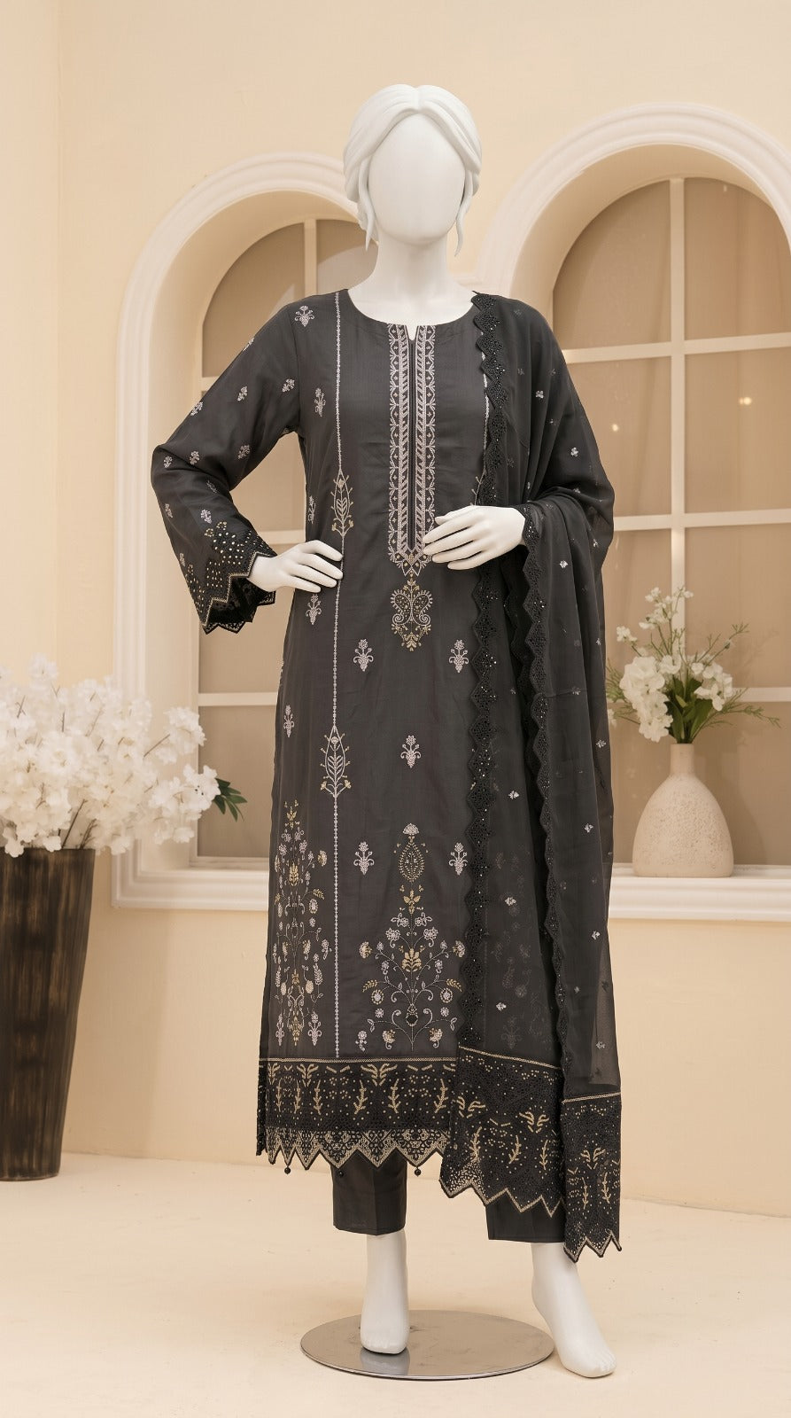 Premium Lawn Cotton 3 Pc Unstitched -  Saleem & Sons